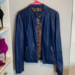 Dark cobalt blue leather jacket